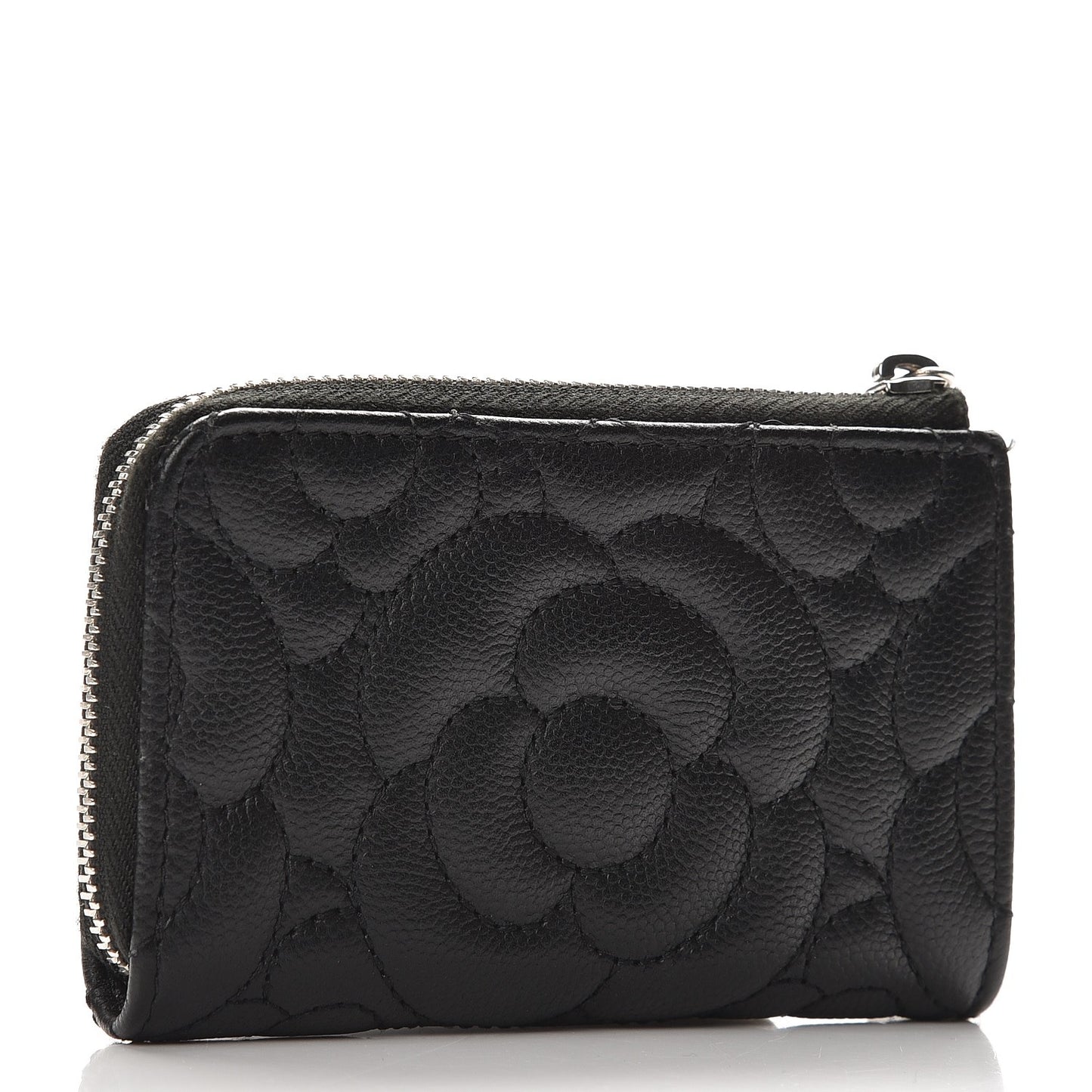 Caviar Camellia Quilted Key Holder Case Black