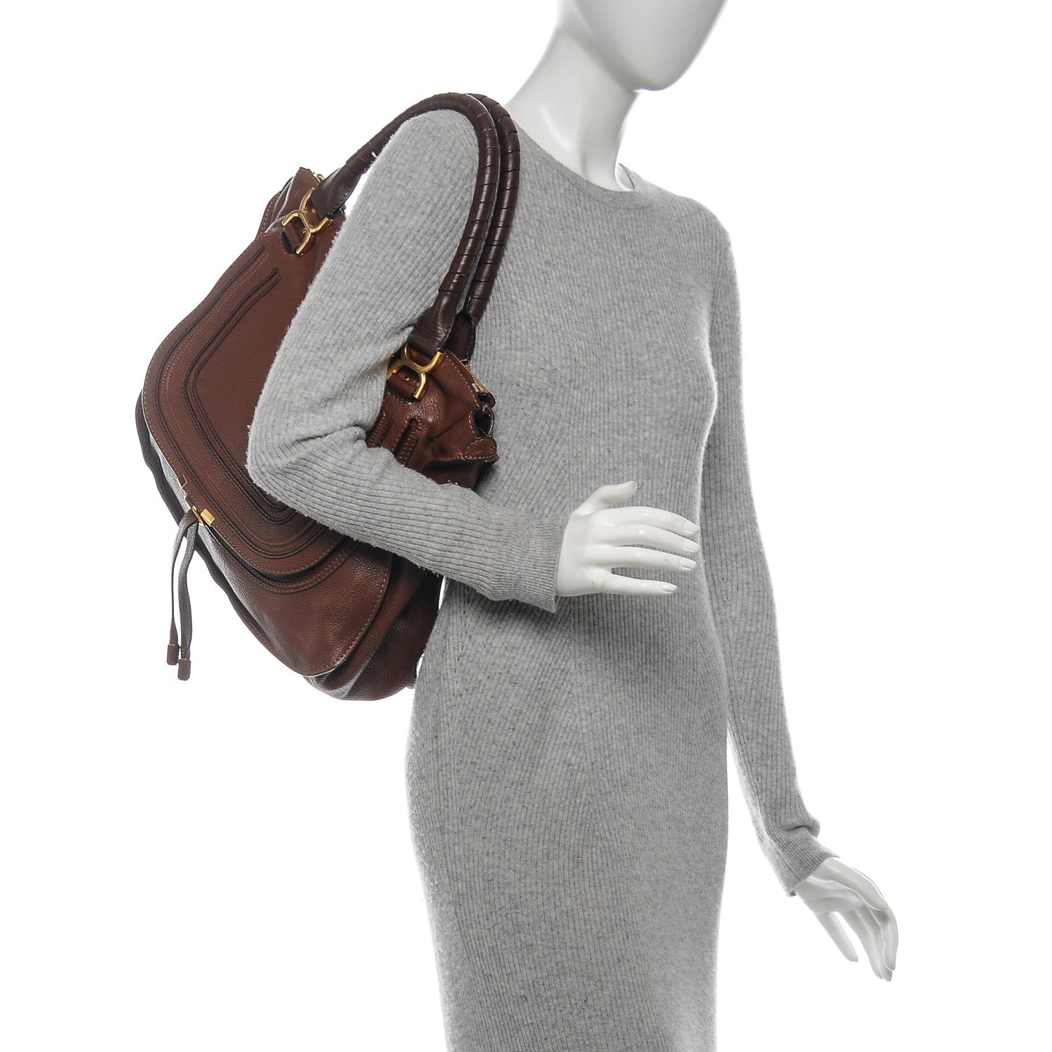 Chloe Calfskin Large Marcie Satchel Oak 2 of 6