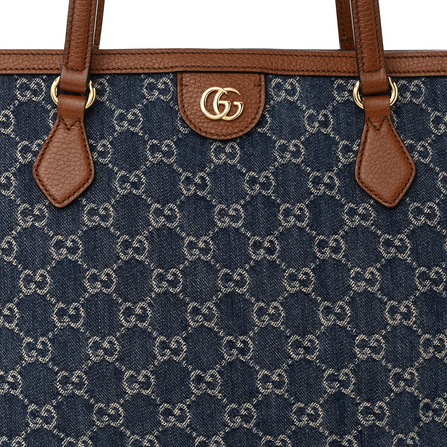 New Denim GG Monogram Medium Ophidia Shopping Tote Blue Tea Cuir