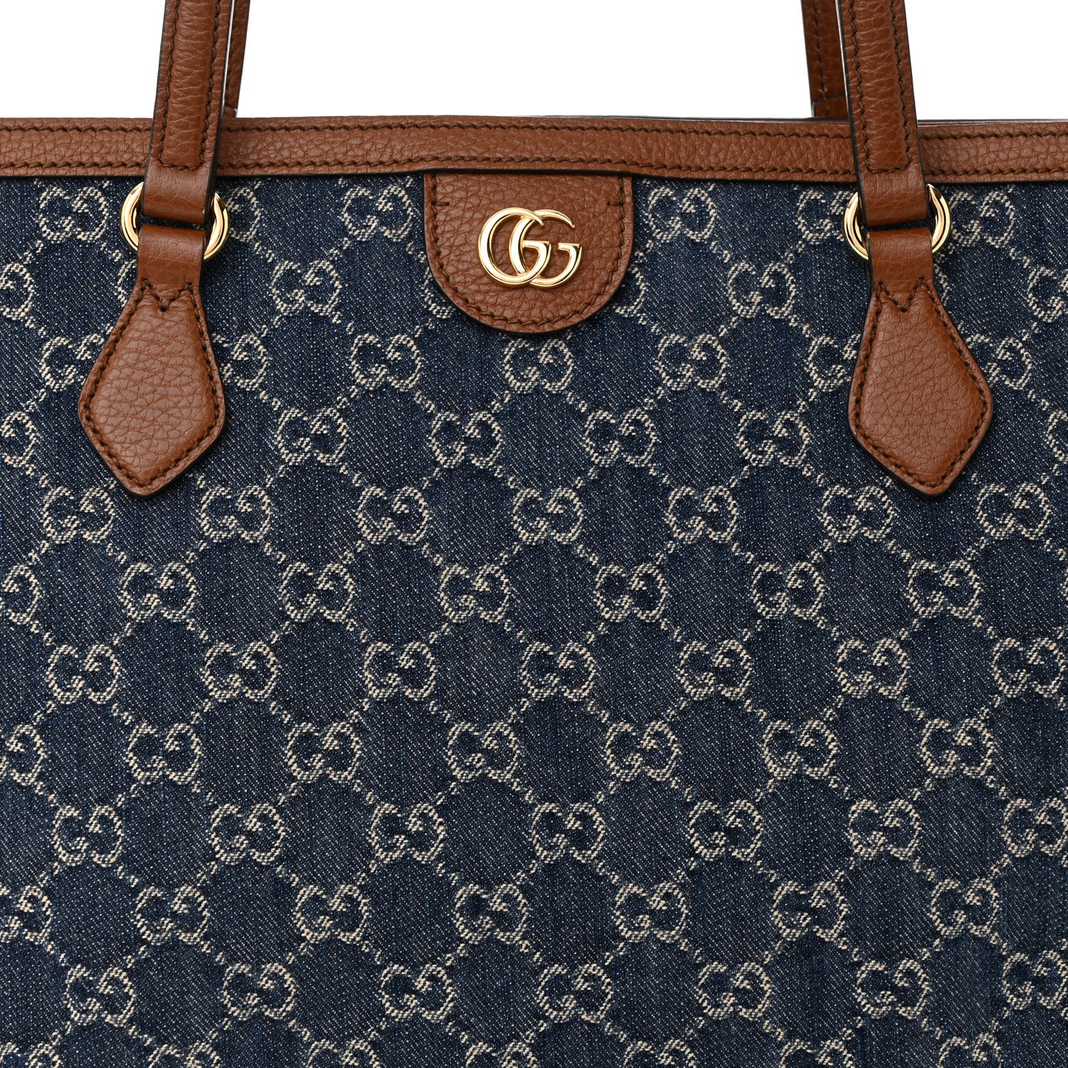 Gucci New Denim GG Monogram Medium Ophidia Shopping Tote Blue Tea Cuir 8 of 13
