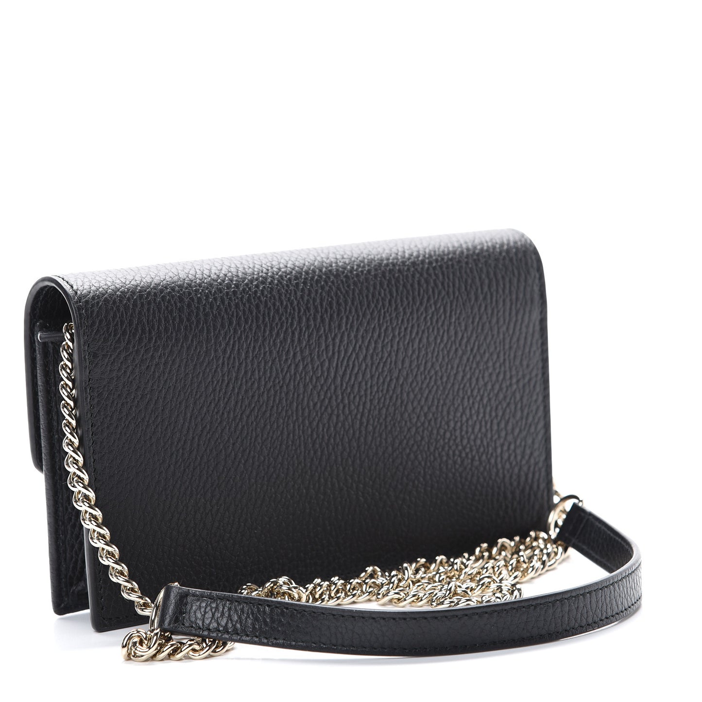Dollar Calfskin Interlocking G Chain Wallet Black