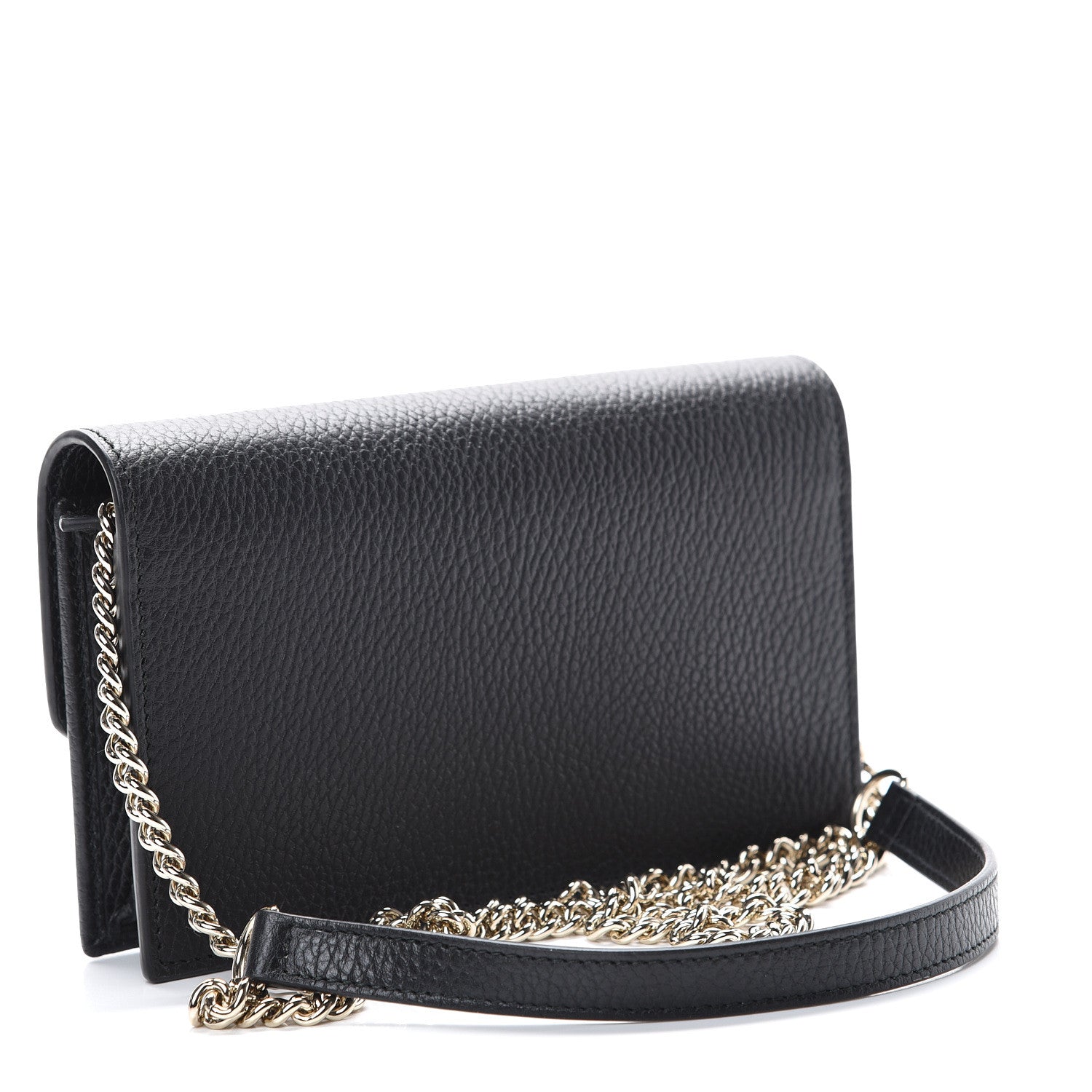 Gucci Dollar Calfskin Interlocking G Chain Wallet Black 2 of 9