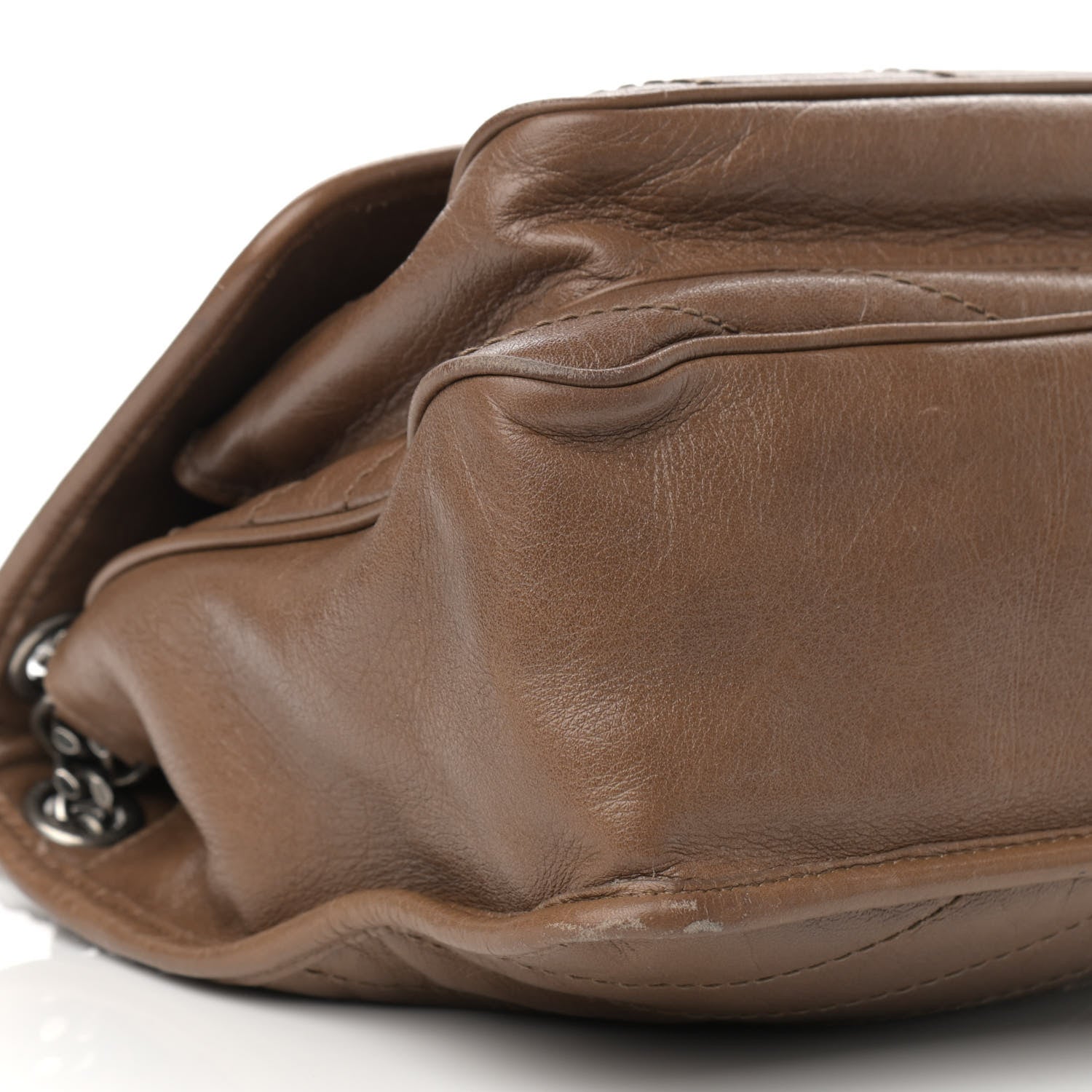 Saint Laurent Crinkled Calfskin Matelasse Monogram Medium Niki Chain Satchel Tan Brown 10 of 15