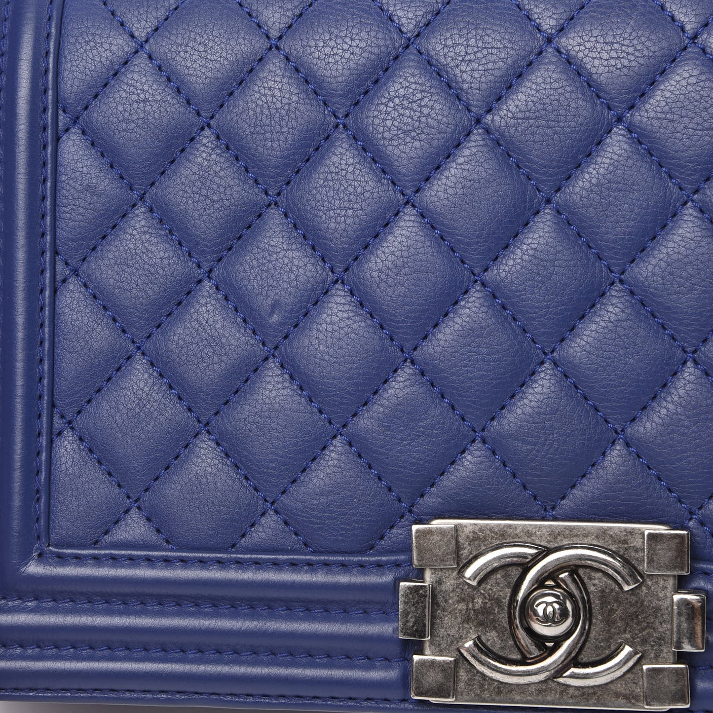 Calfskin Quilted Medium Boy Flap Blue