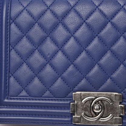 Chanel Calfskin Quilted Medium Boy Flap Blue 11 of 12