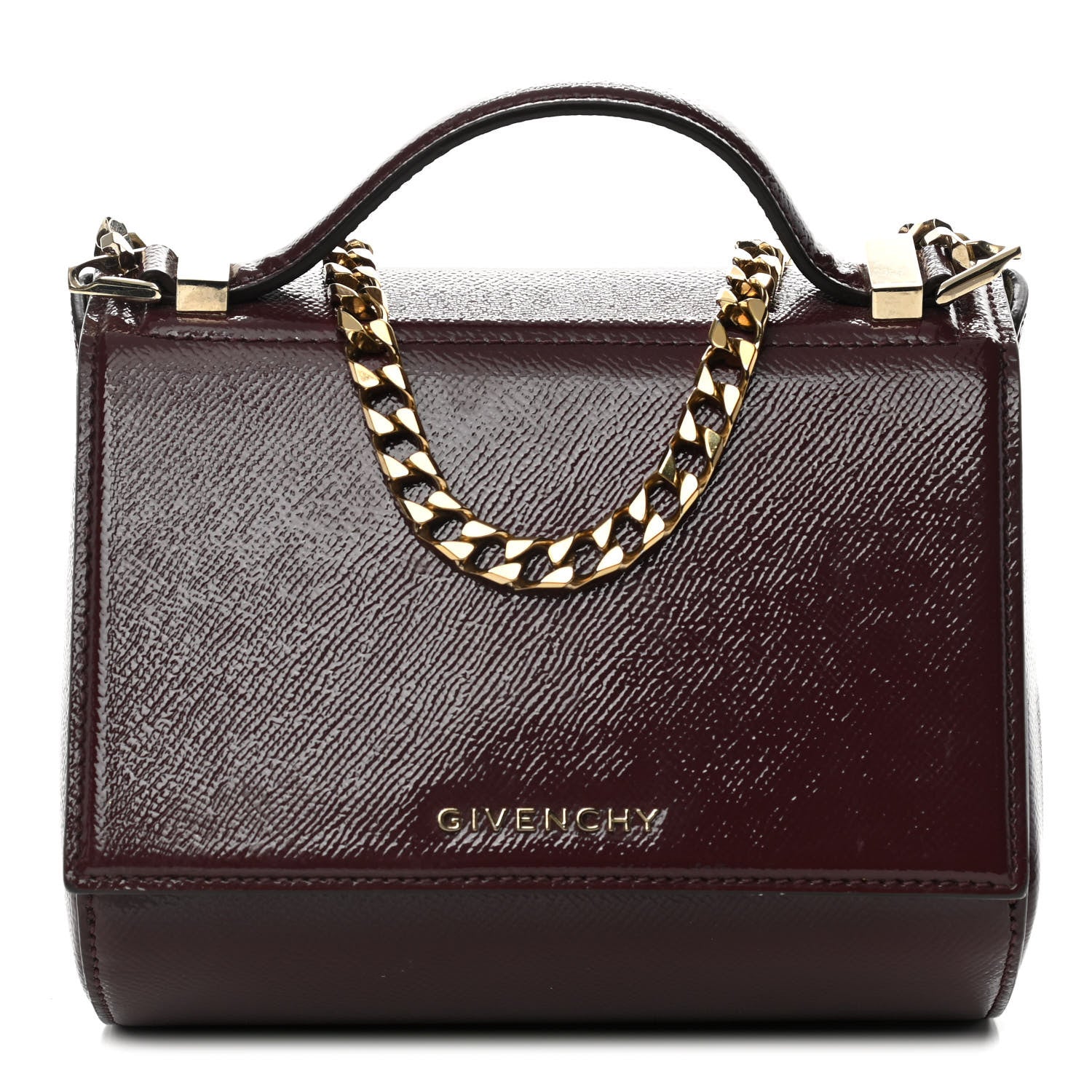 Givenchy Textured Calfskin Mini Pandora Box Chain Crossbody Bag Oxblood 1 of 12