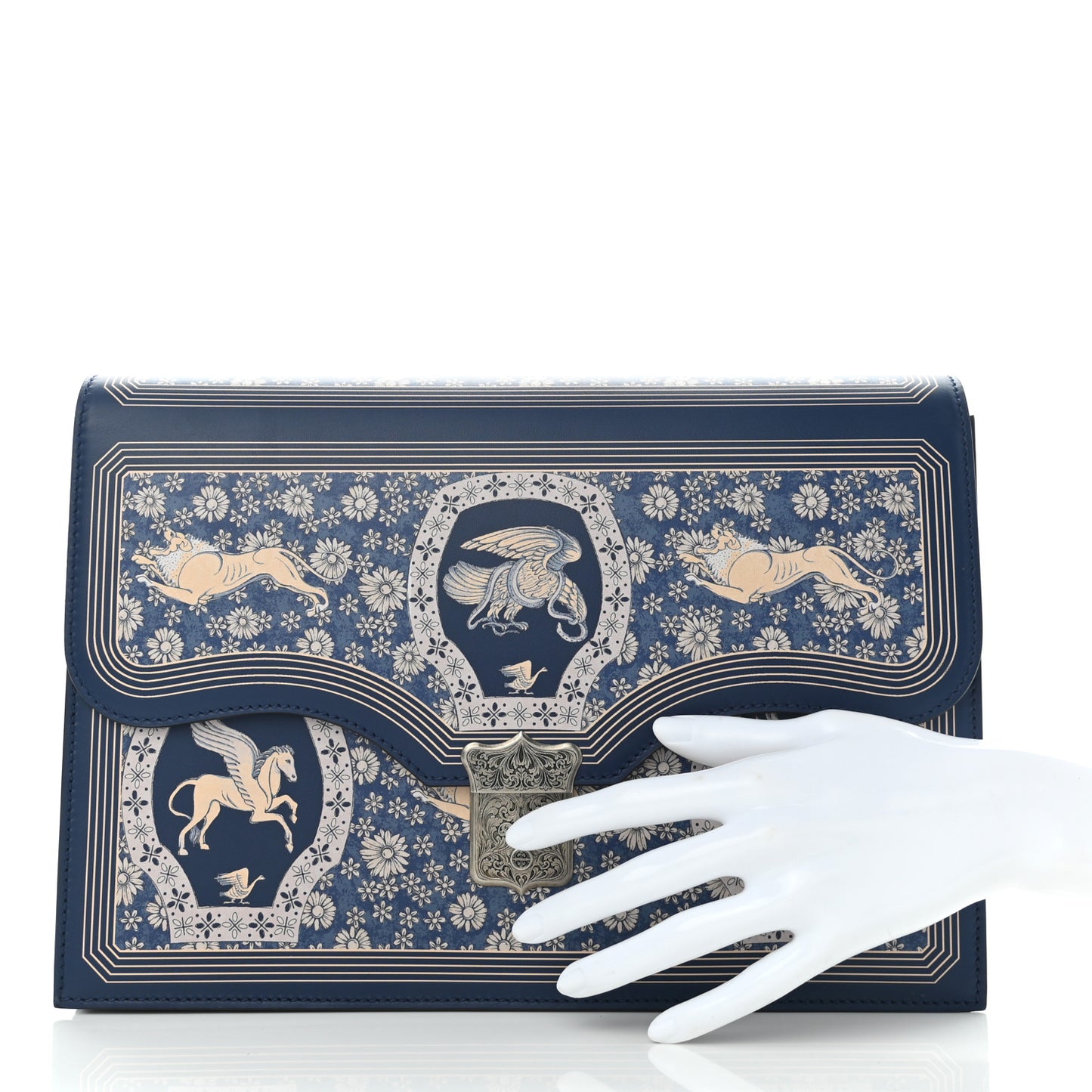 Calfskin Homeric Garden Print Portfolio Blue