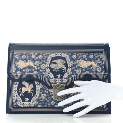 Gucci Calfskin Homeric Garden Print Portfolio Blue 2 of 9