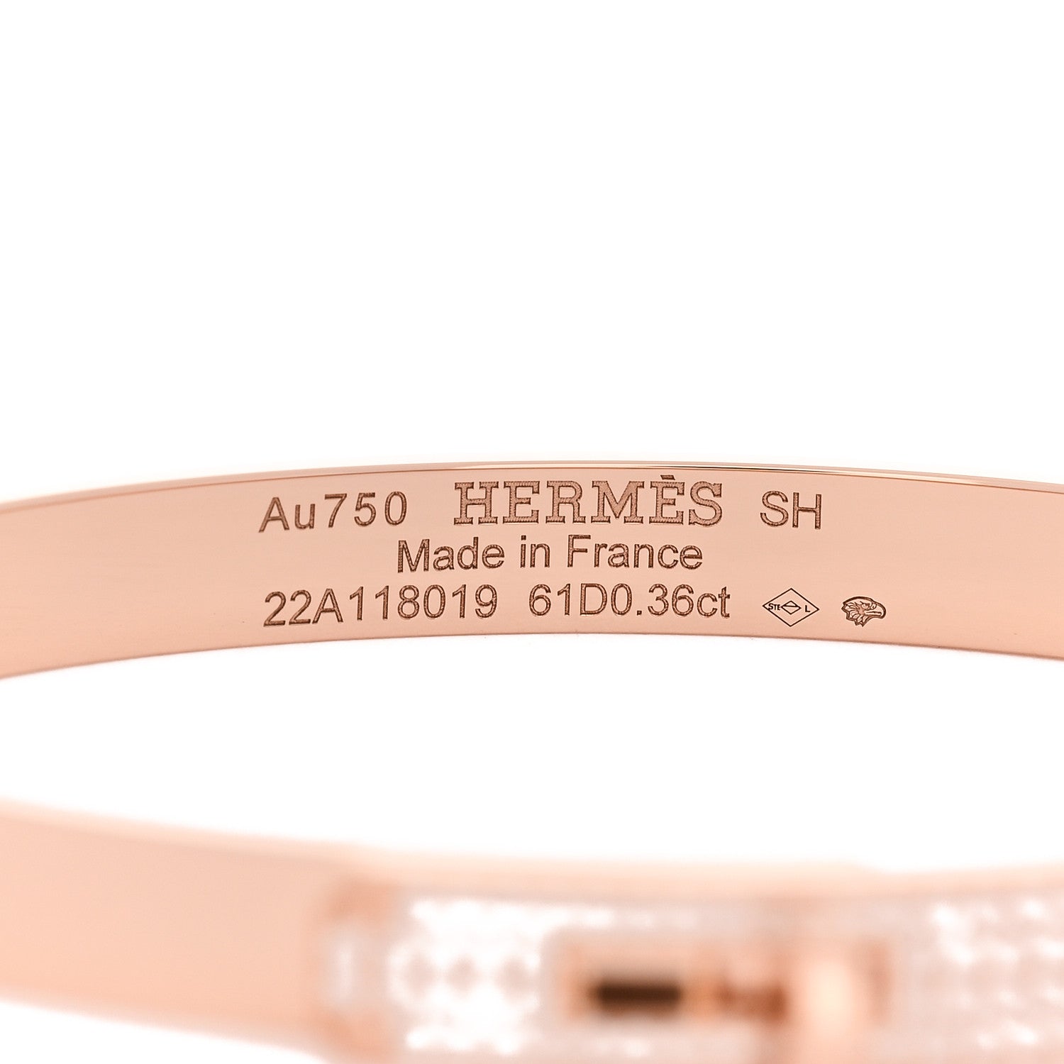 Hermes 18K Rose Gold Diamond PM Kelly Pave Bracelet SH 3 of 4