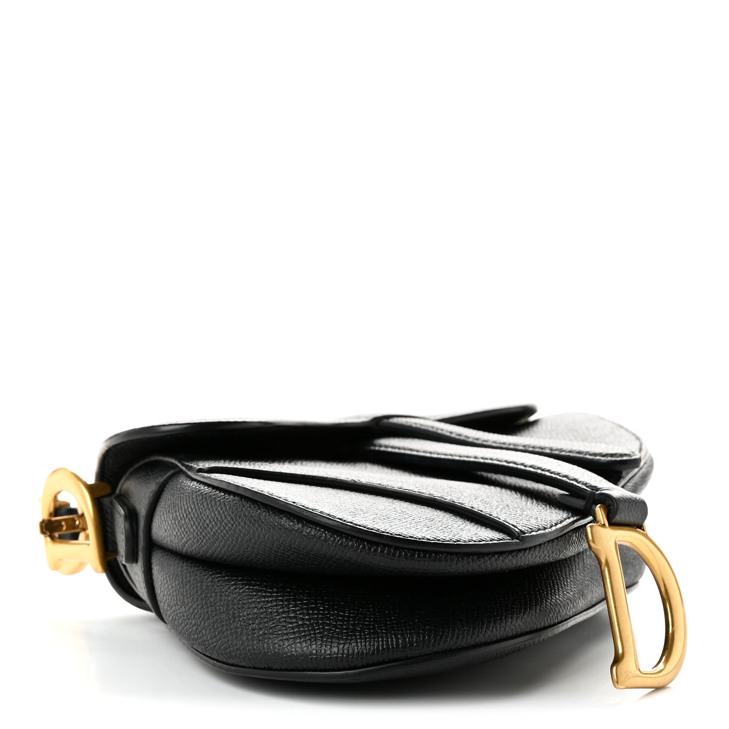 Grained Calfskin Mini Saddle Bag Black