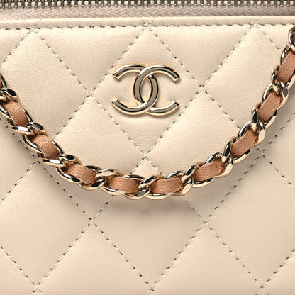 Chanel Lambskin Quilted Small Top Handle Vanity Case With Chain Ecru Dark Beige 8 of 10