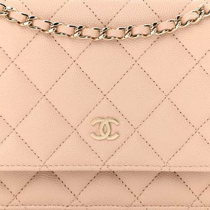 Chanel Caviar Quilted Wallet on Chain WOC Light Beige 10 of 15