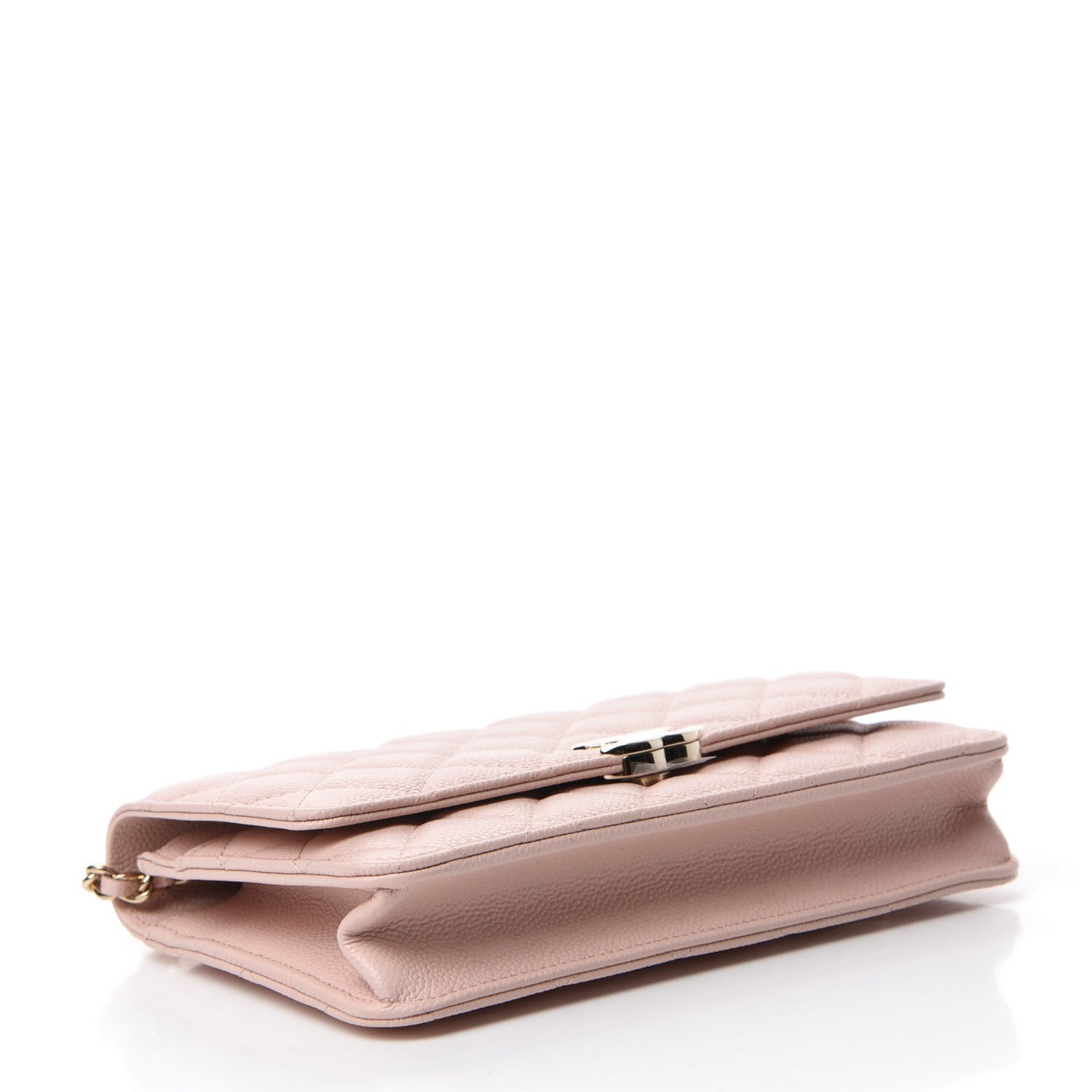 Caviar Quilted Enamel Wallet on Chain WOC Light Pink