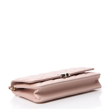 Chanel Caviar Quilted Enamel Wallet on Chain WOC Light Pink 4 of 12