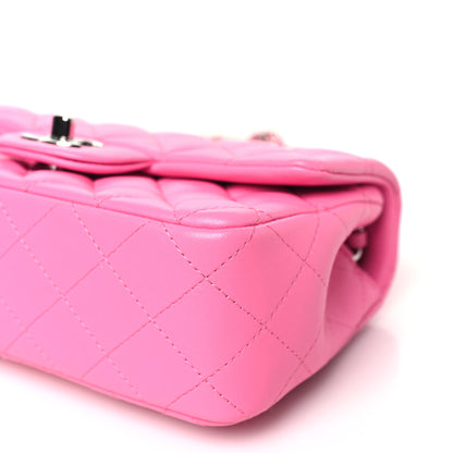 Chanel Lambskin Quilted Mini Rectangular Flap Neon Pink 10 of 11