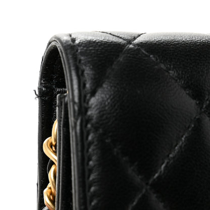 Chanel Lambskin Quilted Maxi Pearl Clutch With Chain Black 12 of 12