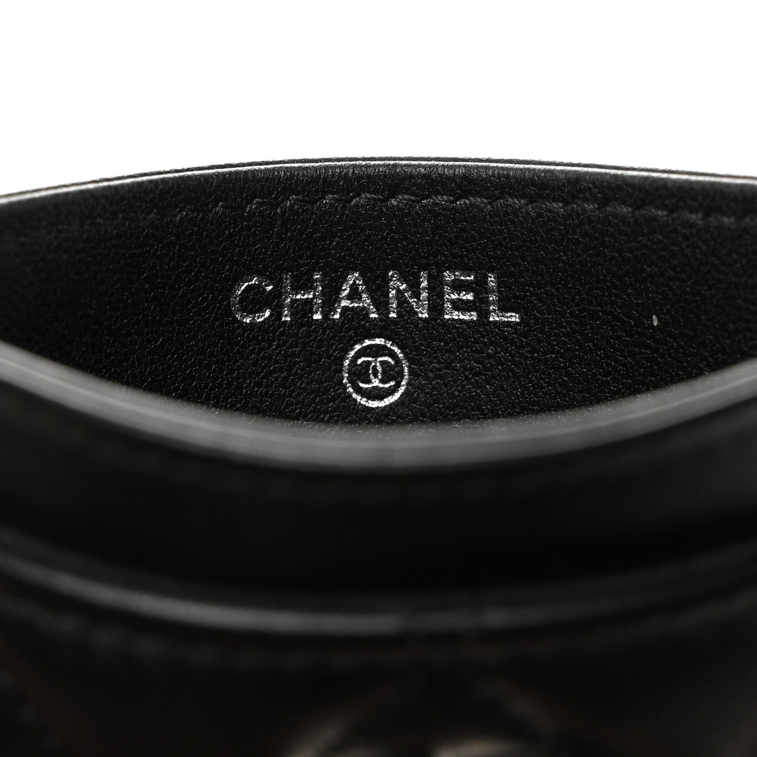Chanel Lambskin Crystal Quilted Studded CC Card Holder Black 6 of 7