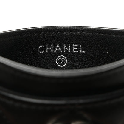 Chanel Lambskin Crystal Quilted Studded CC Card Holder Black 6 of 7