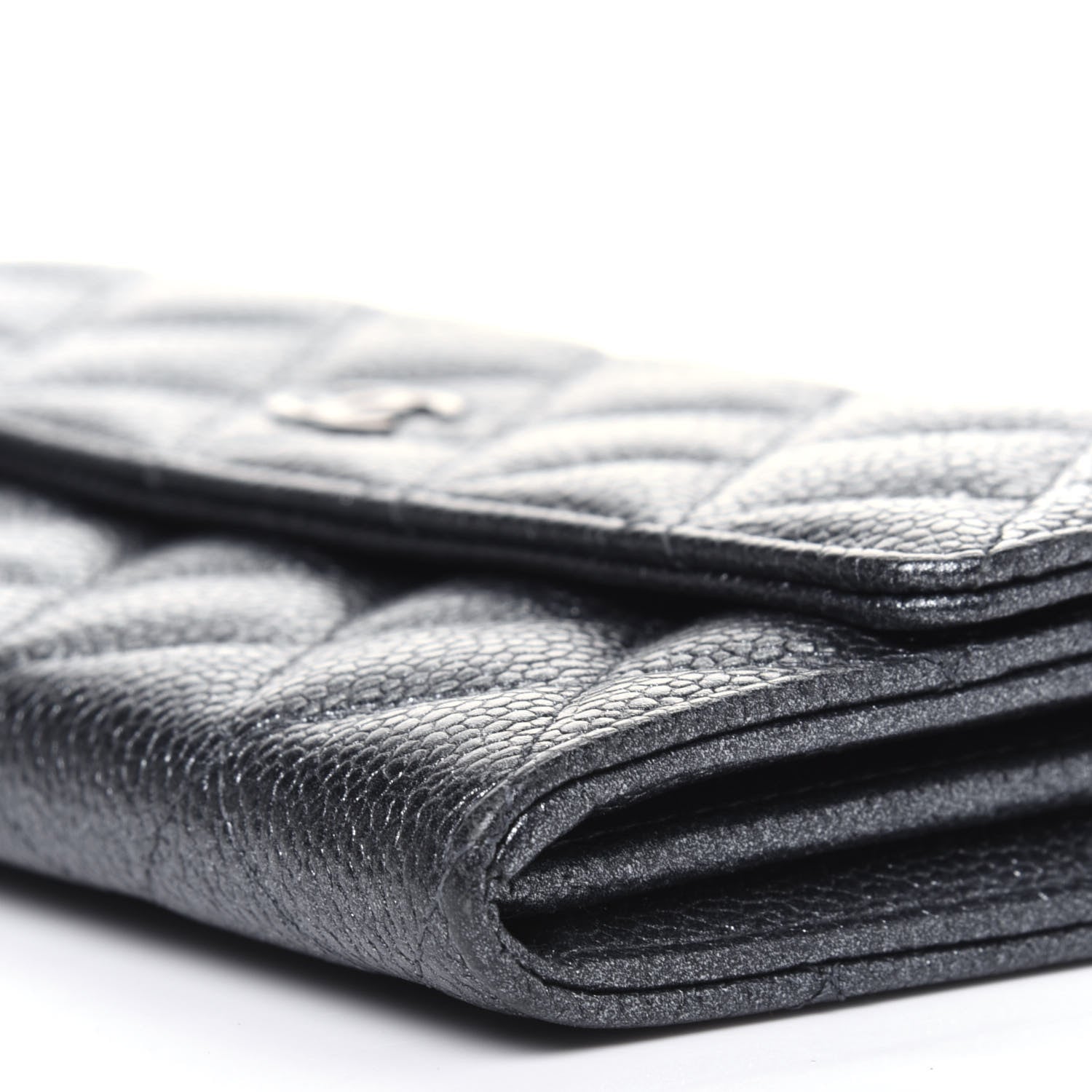 Chanel Metallic Caviar Quilted Large Flap Wallet Charcoal 20 of 25