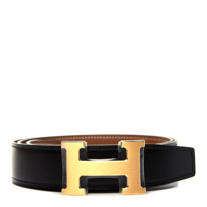 Hermes Box Togo 32mm H Belt 90 Black Gold 1 of 10