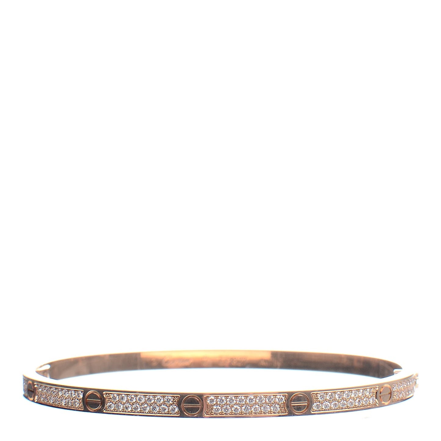 18K Pink Gold Diamond Small LOVE Paved Bracelet 17