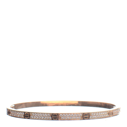 Cartier 18K Pink Gold Diamond Small LOVE Paved Bracelet 17 1 of 6