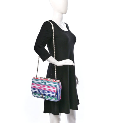 Chanel Mixed Fibers Lambskin Venise Biarritz Flap Bag Multicolor White 2 of 9