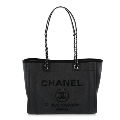 Chanel Canvas Sequin Small Deauville Tote Charcoal 1 of 11