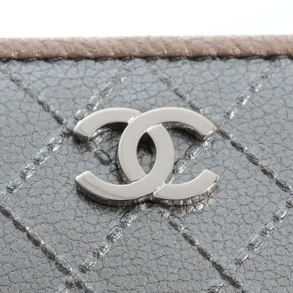 Chanel Diamond Stitched Yen Wallet Silver 4 of 8
