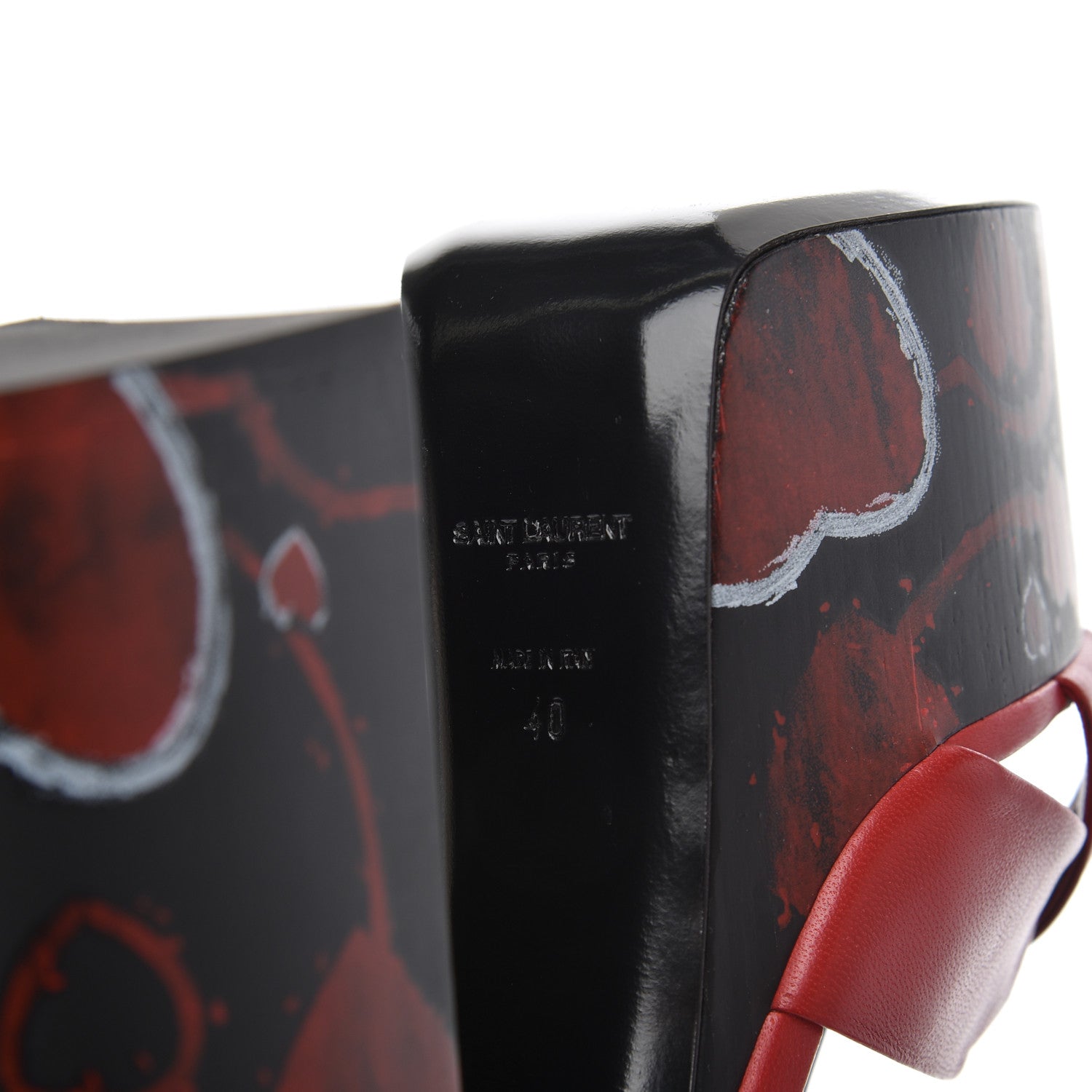 Saint Laurent Nappa Heart Paige 85 Platform Sandals 40 Rouge Eros 6 of 13
