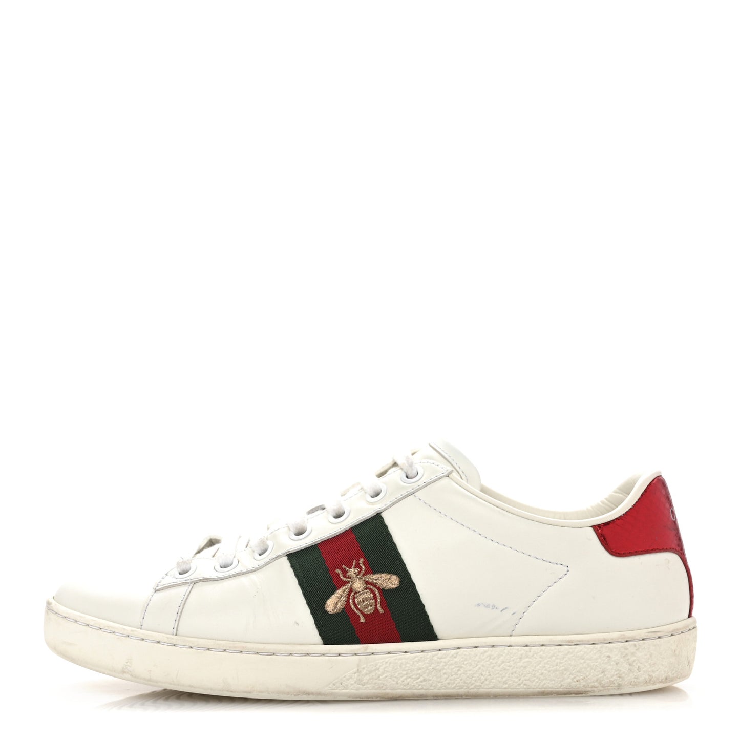 Calfskin Ayers Bee Embroidered Womens Ace Sneakers 36.5 White Green