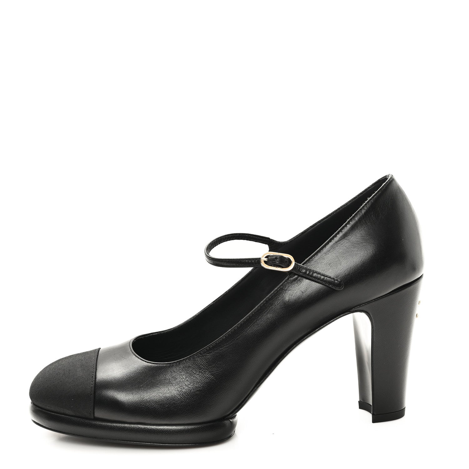 Chanel Goatskin Grosgrain Cap Toe Mary Jane Pumps 39.5 Black 1 of 10