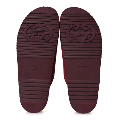 Gucci Luxury Suede Guccissima Miro Soft Womens Horsebit Slippers 38.5 Rosso Ancora 7 of 12