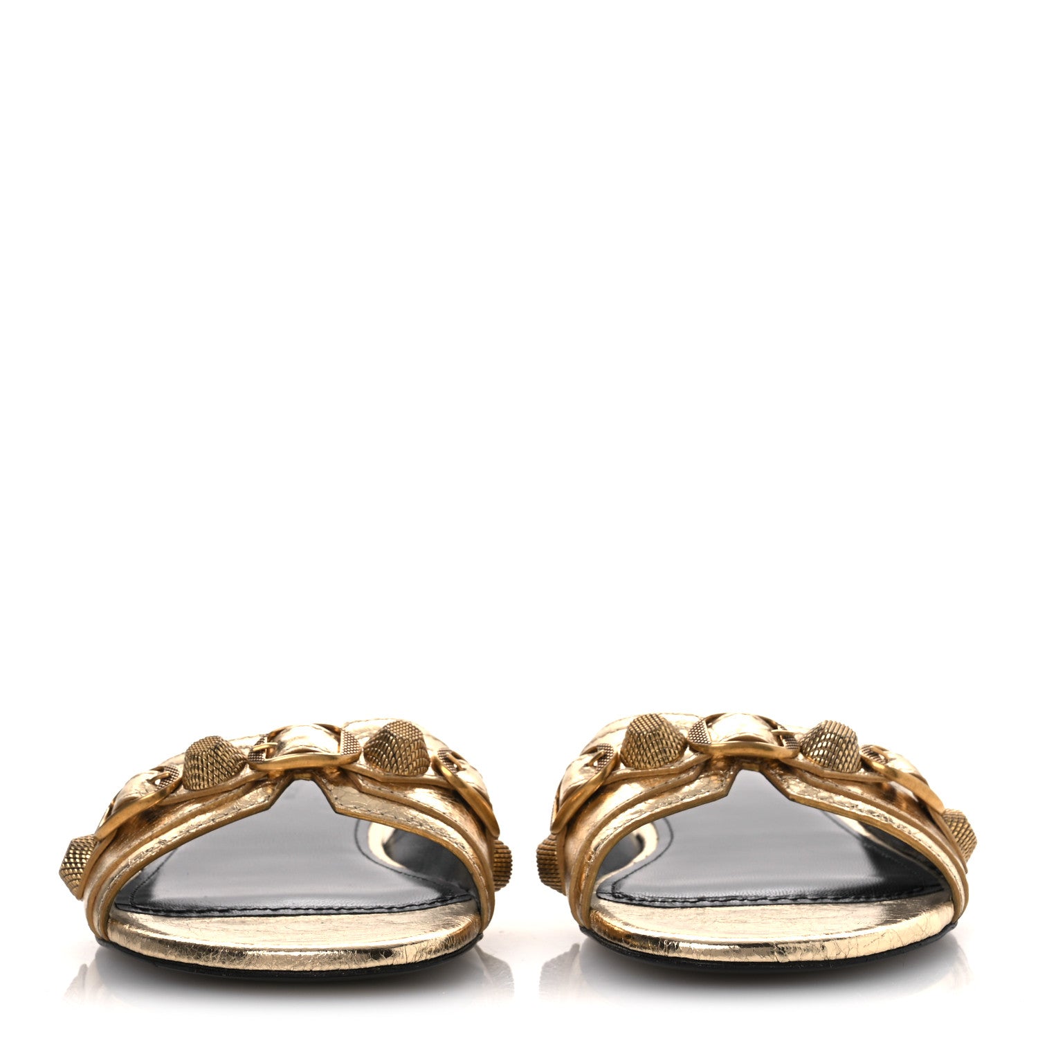 Balenciaga Metallic Arena Cagole Flat Slide Sandals 36 Gold
