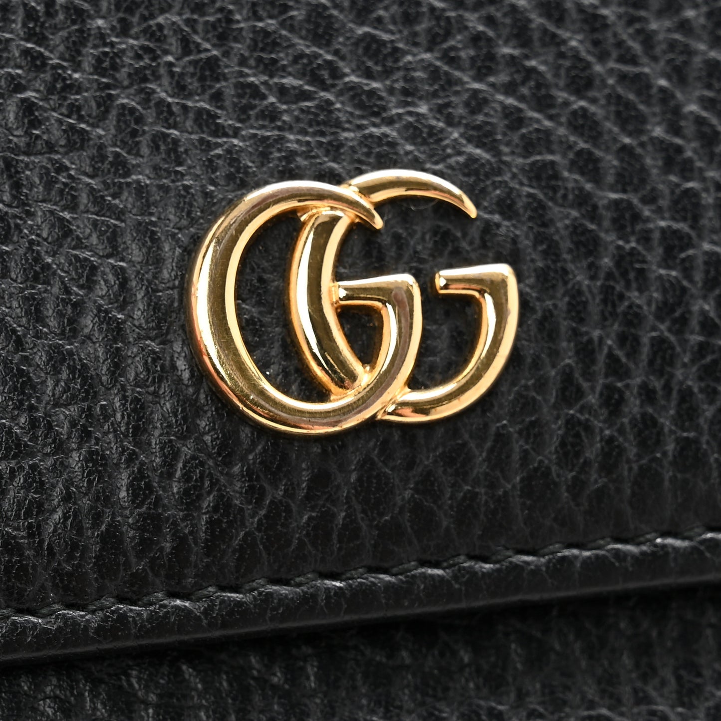 Dollar Calfskin GG Marmont Tri-Fold Wallet Black