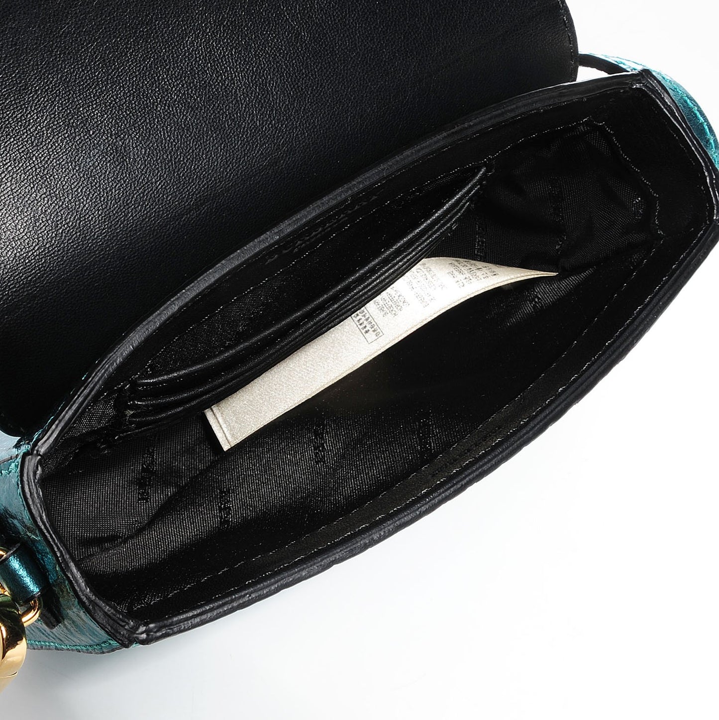 Metallic Calfskin Bow Detail Berkeley Crossbody Petrol Blue