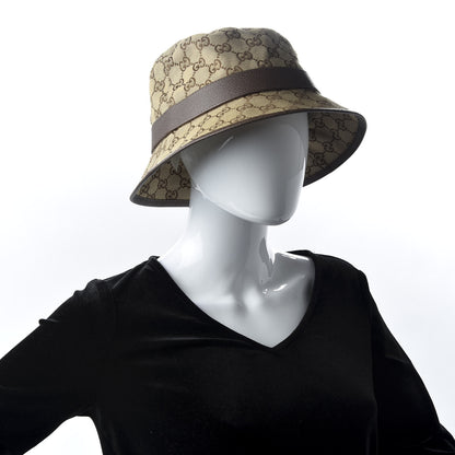 Gucci Monogram Textured Dollar Calfskin GG Jago Bucket Hat M Cacao Beige 2 of 8