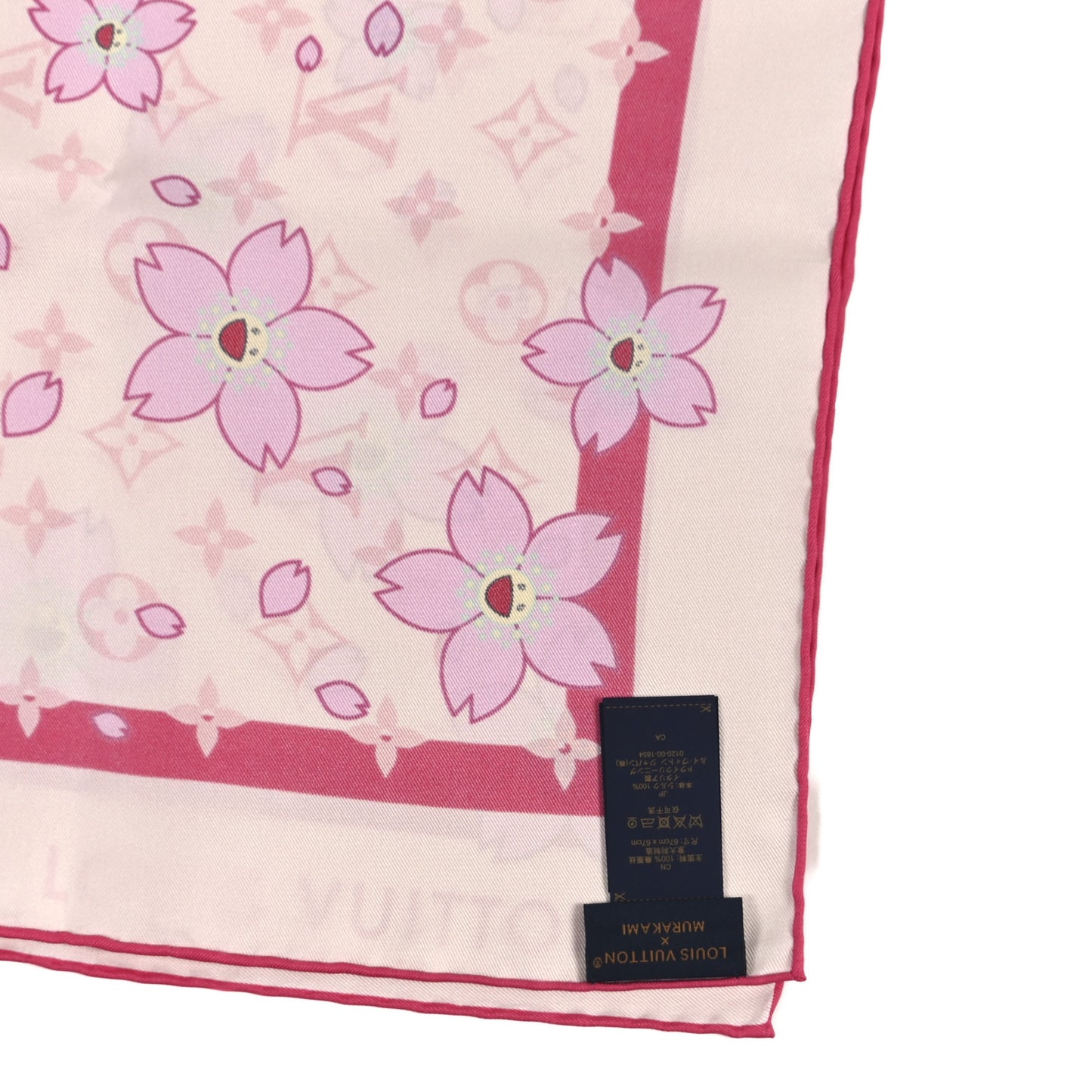 LV X TM Silk Monogram Cherry Blossom Square 70 Scarf Pink