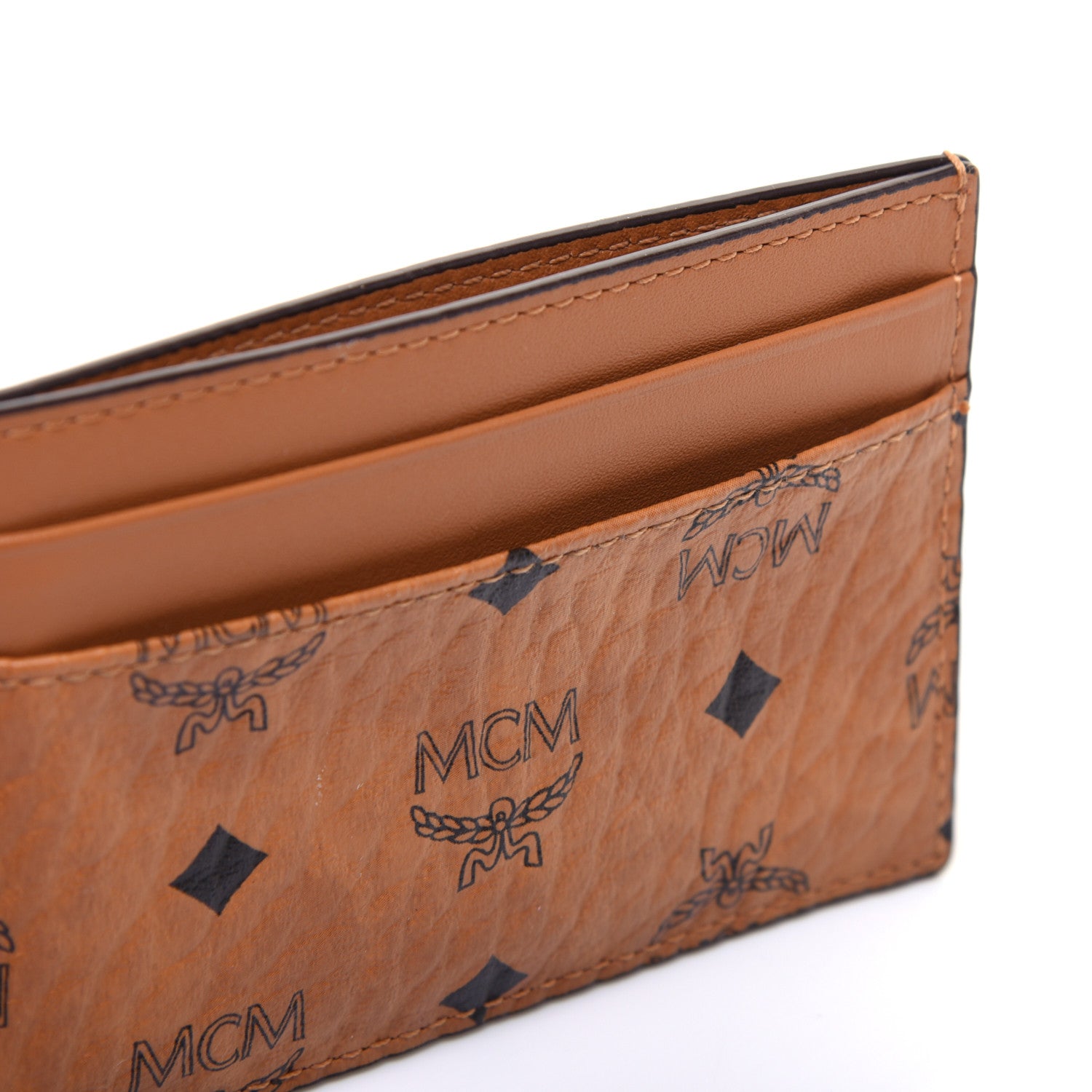 MCM Calfskin Visetos Mini Card Case Cognac 8 of 9