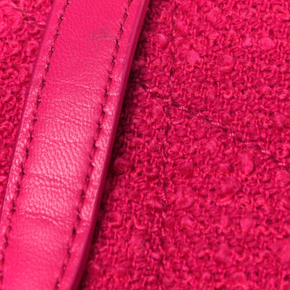 Saint Laurent Boucle Tweed Quilted Toy Loulou Puffer Monogram Chain Satchel Magenta 11 of 12