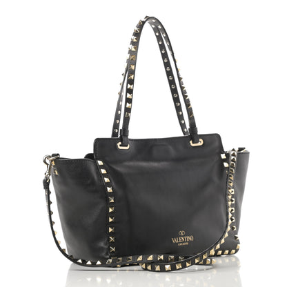 Valentino Garavani Vitello Small Rockstud Tote Black 3 of 16