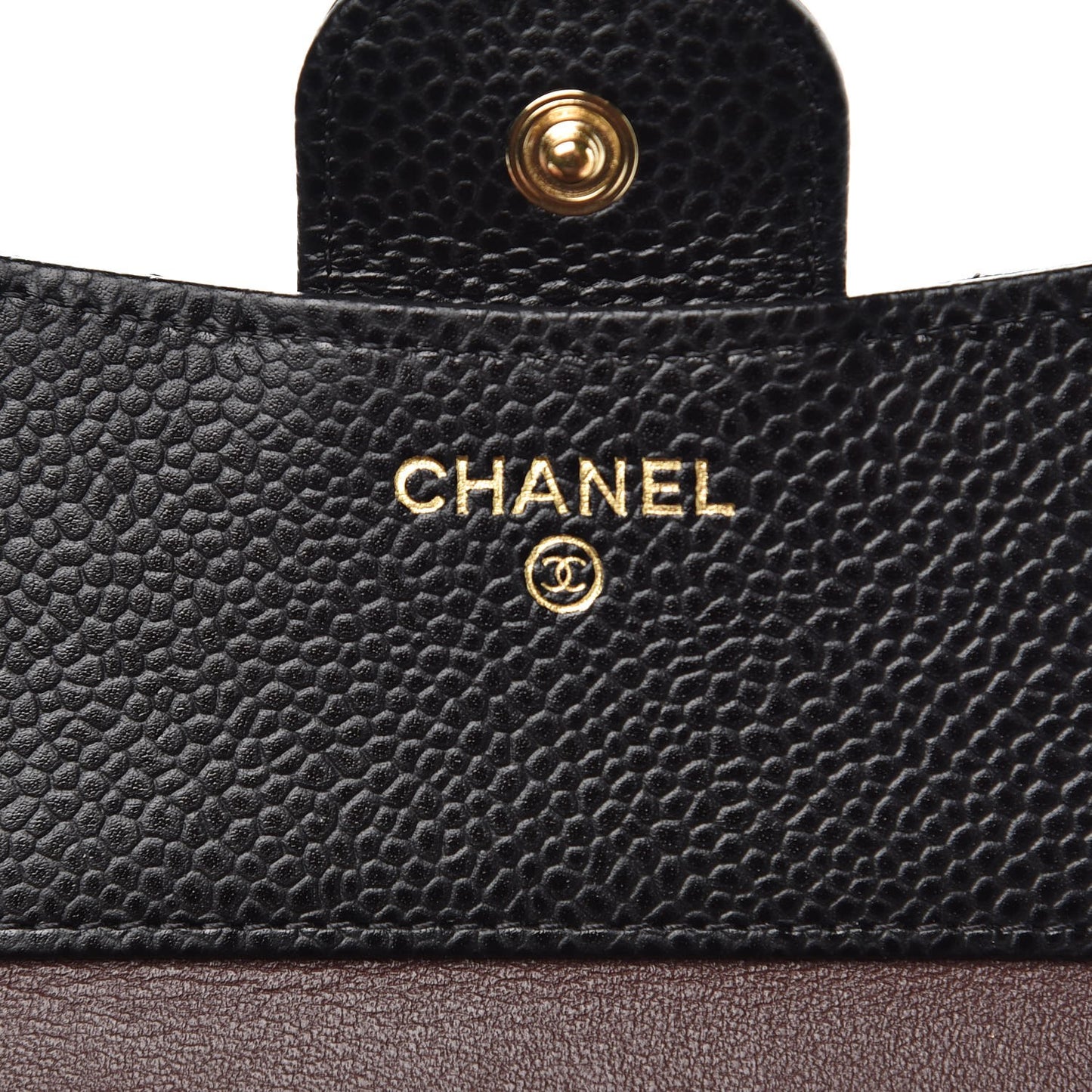 Caviar Quilted Compact Flap Wallet Black