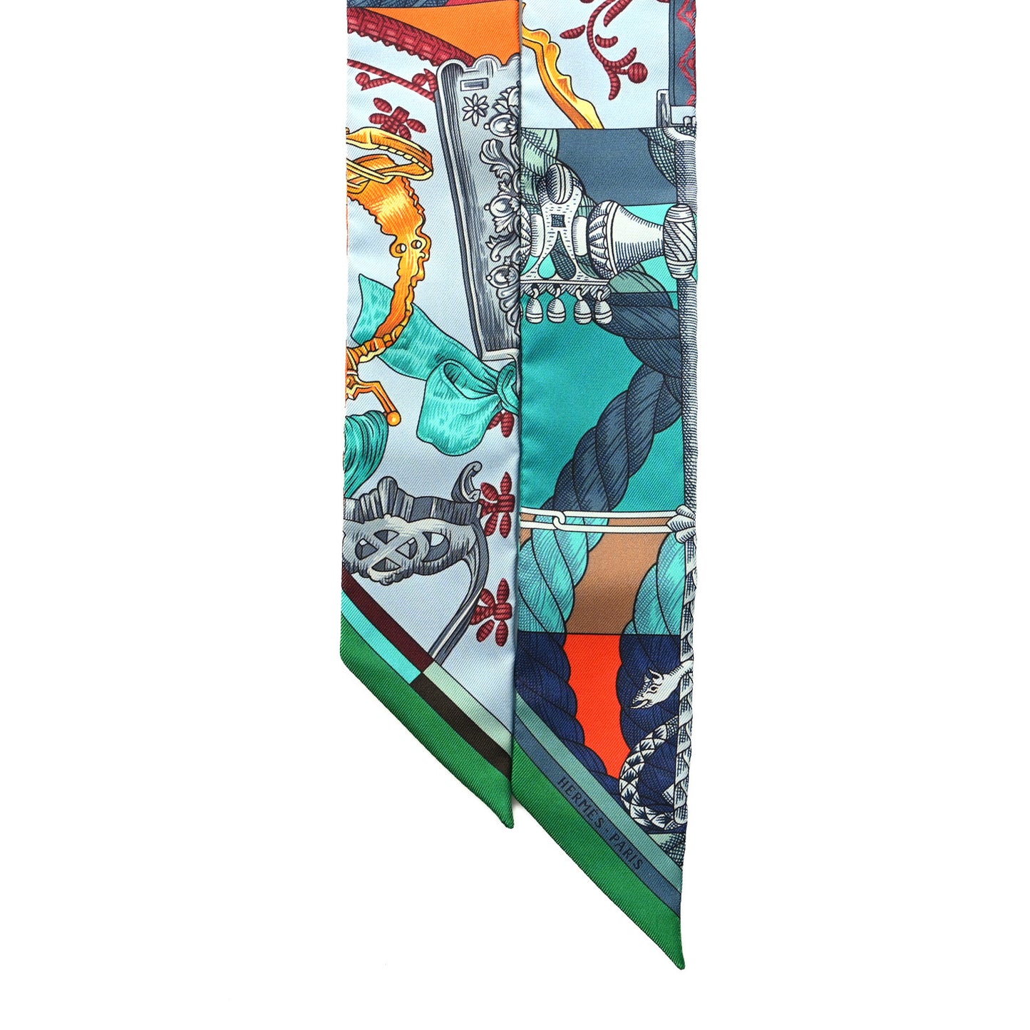 Silk Cavalleria d'etriers Twilly Emeraude Orange Turquoise