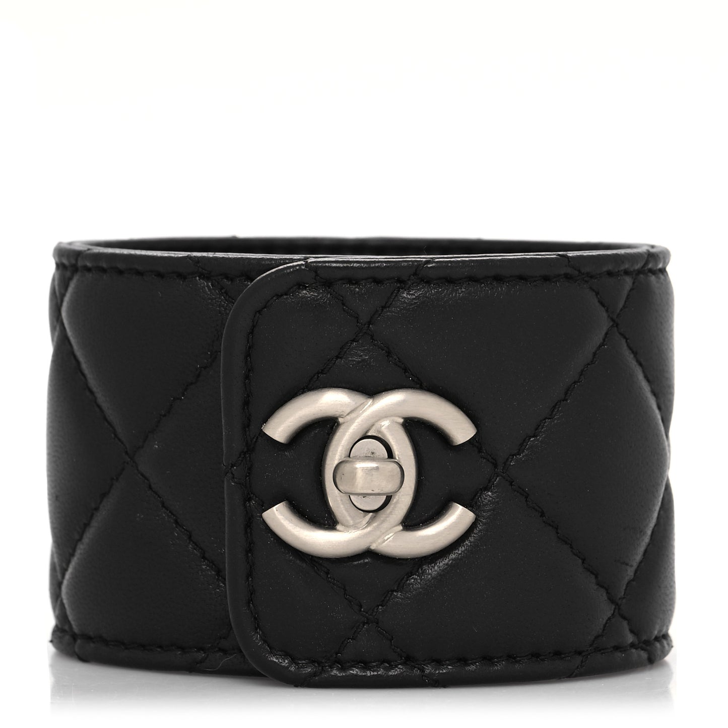 Lambskin Quilted CC Turnlock Cuff L Black