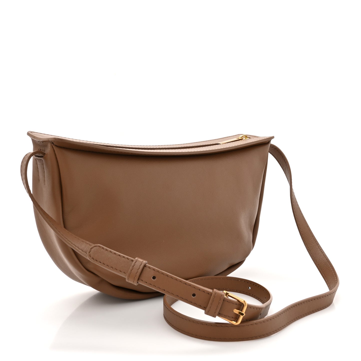 Soft Calfskin Moon Sling Bag Brown