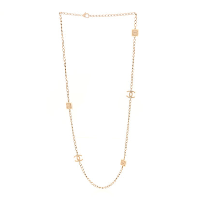 Chanel Metal Enamel CC Chain Necklace Gold White 3 of 4