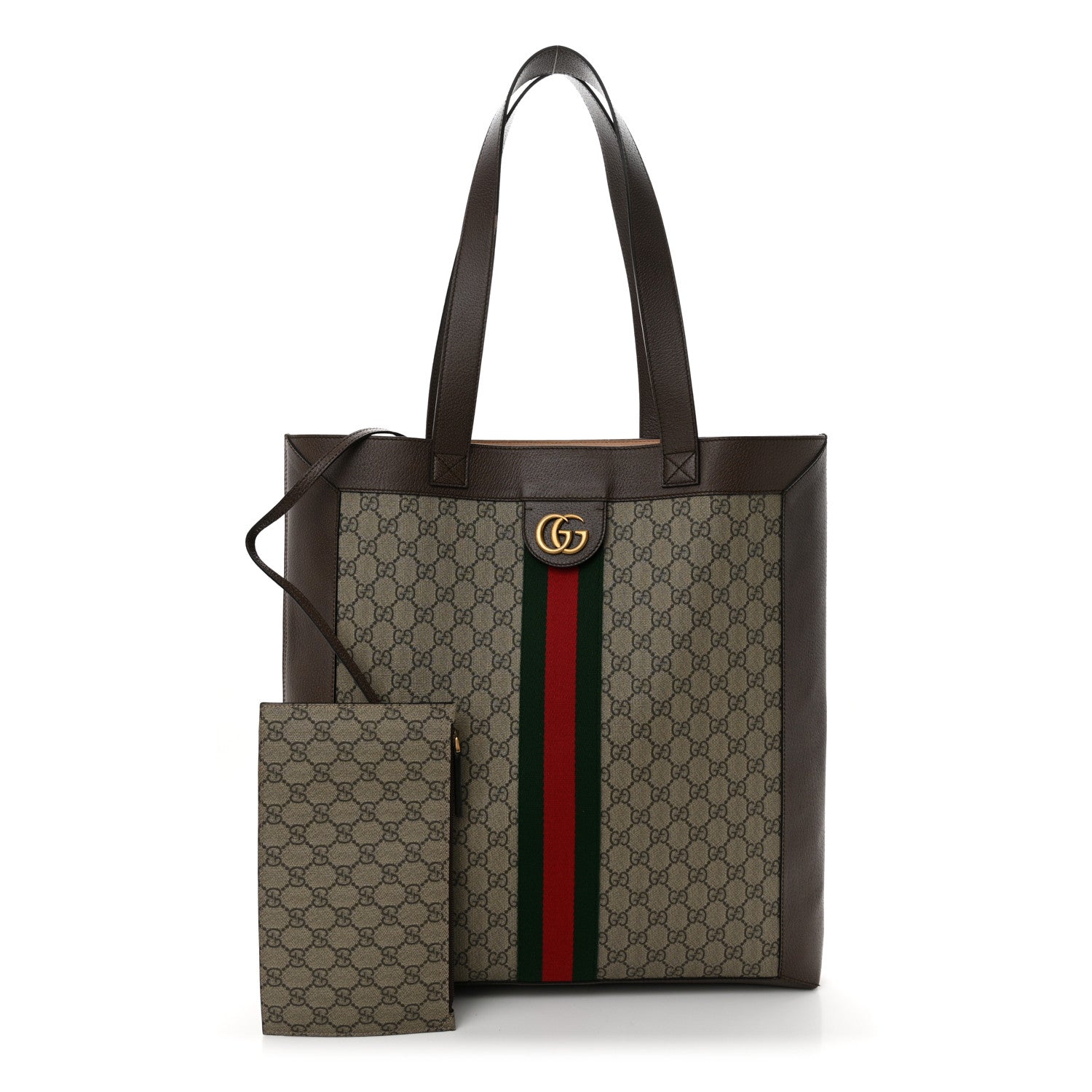 Gucci GG Supreme Monogram Web Large Ophidia Vertical Shopping Tote Brown 3 of 12