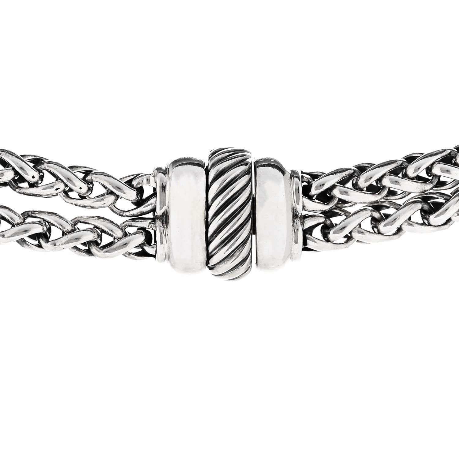 David Yurman Sterling Silver 18K Yellow Gold 8mm Double Wheat Chain Necklace 5 of 6