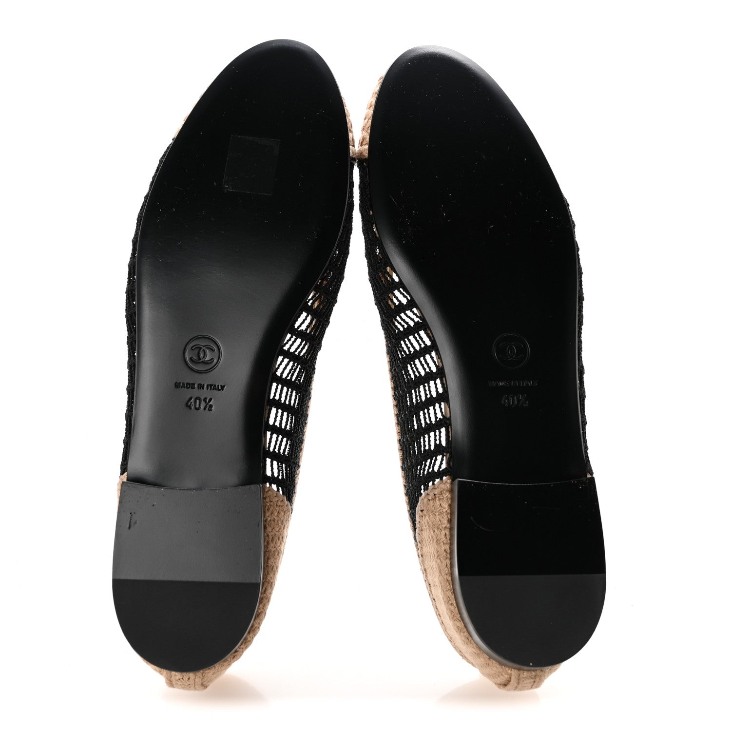 Chanel Raffia Cap Toe Ballerina Flats 40.5 Black Beige 6 of 10