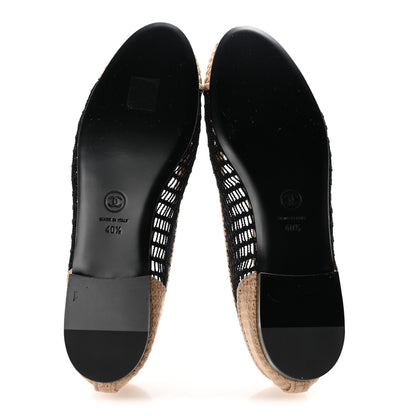 Chanel Raffia Cap Toe Ballerina Flats 40.5 Black Beige 6 of 10